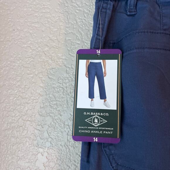New G. H. Bass & Co. Chino Ankle Pant Blue Cotton Soft NWT 14 - Picture 7 of 7